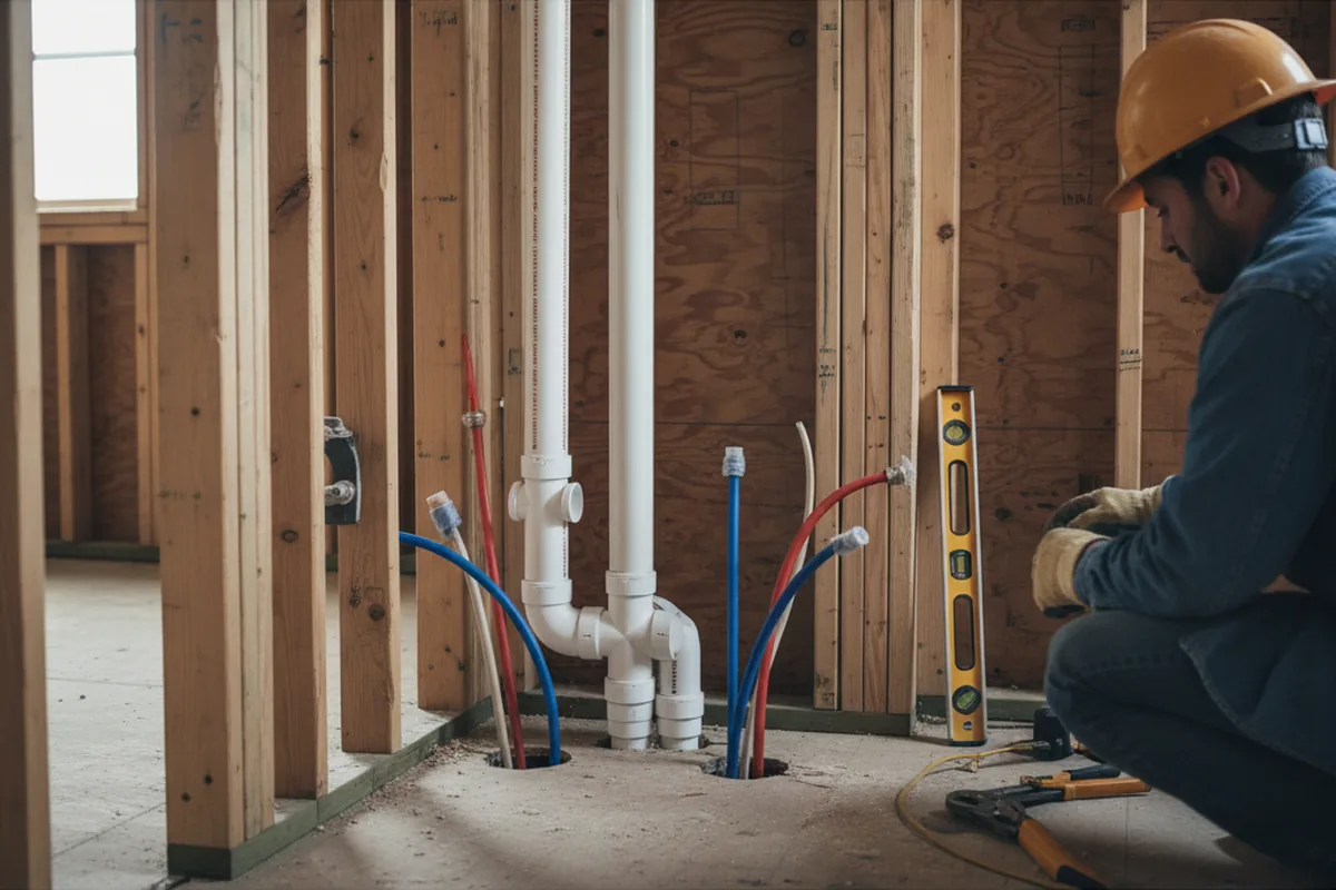 Drain and supply rough-in during Drain Cleaning in Rutherford
