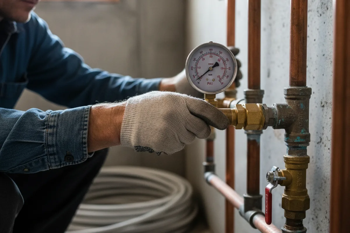 Pressure testing a repaired line during Water Line Repair in Rutherford